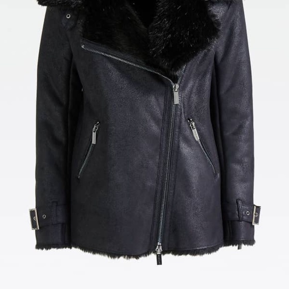 New GUESS BY MARCIANO Aby Shearling Moto Jacket